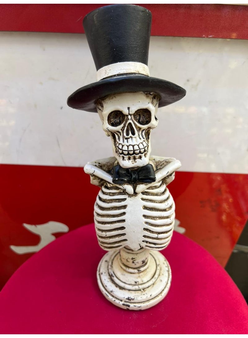 Decorative Skeleton Figurine with Hat – Resin Home Décor Statue - Image 2